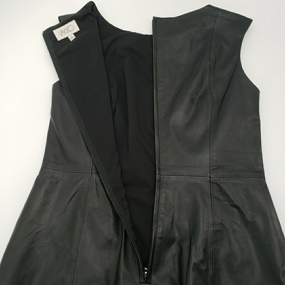 VAKKO Black Lamb Leather Dress With Lace Insert Front Panel - Picture 8 of 13
